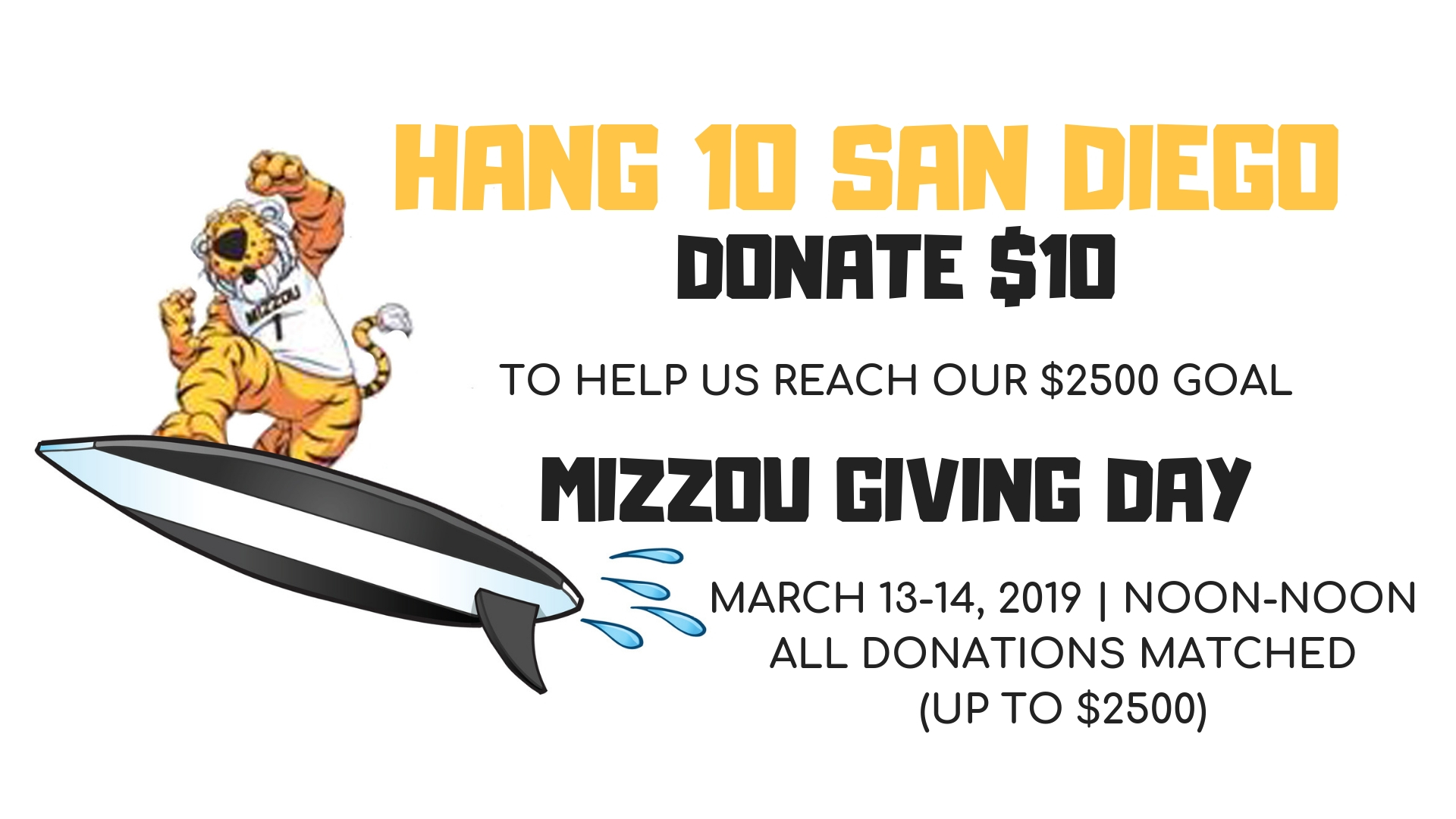 Mizzou Giving Day– Hang 10 Donation!